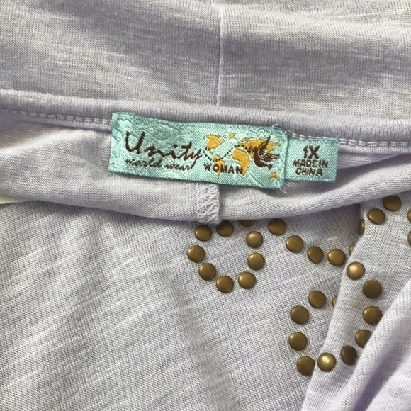 2/$50 UNITY Purple Ombré Short Sleeve Shirt Size 1X - Picture 8 of 9